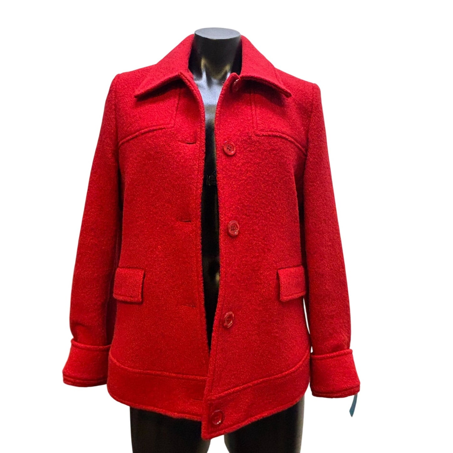 Neiman Marcus Red Wool Jacket Size 12 Button-Front