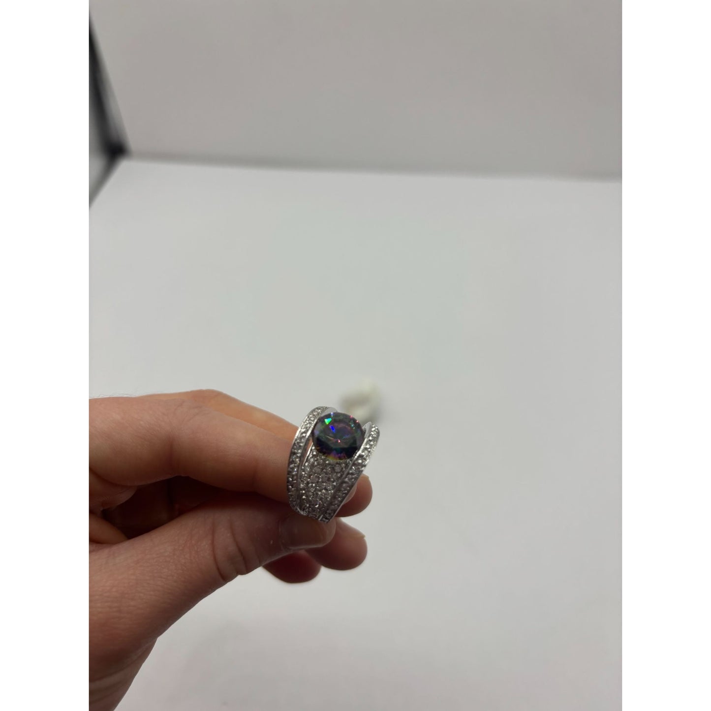 925 Silver Rainbow Ring With CZ Accents 5