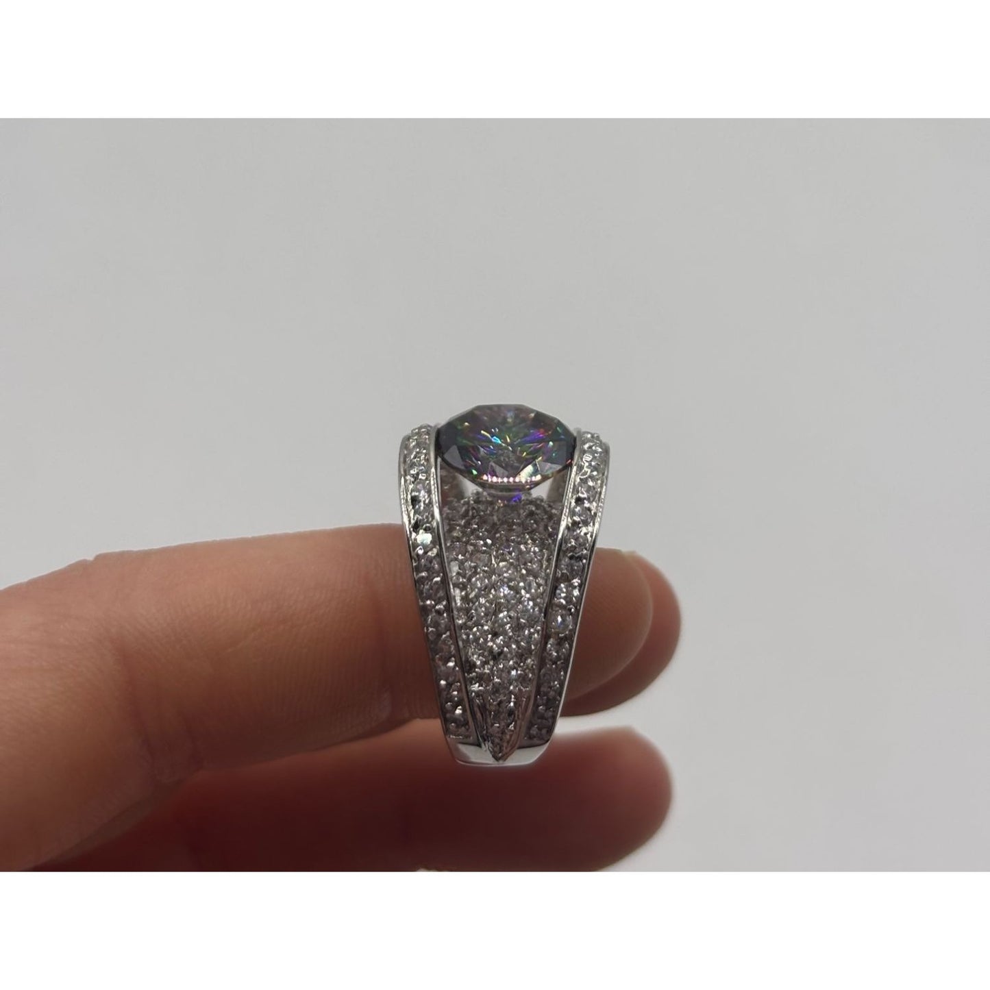 925 Silver Rainbow Ring With CZ Accents 5
