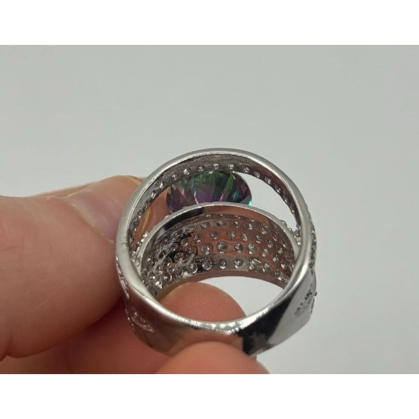925 Silver Rainbow Ring With CZ Accents 5