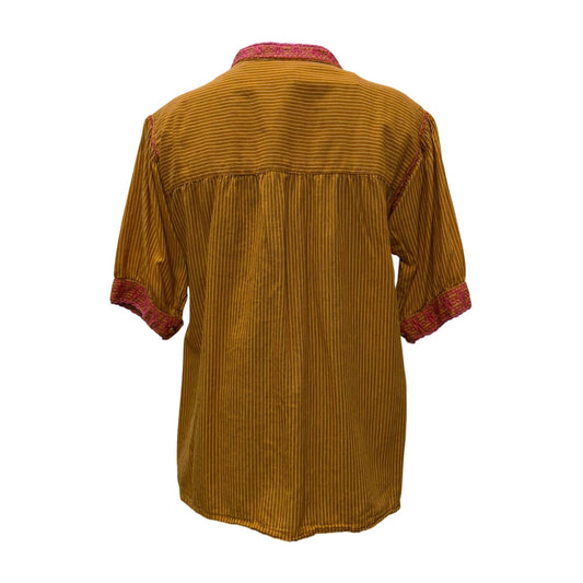 Sister Mary Boho Blouse With Embroidered Pink & Orange M