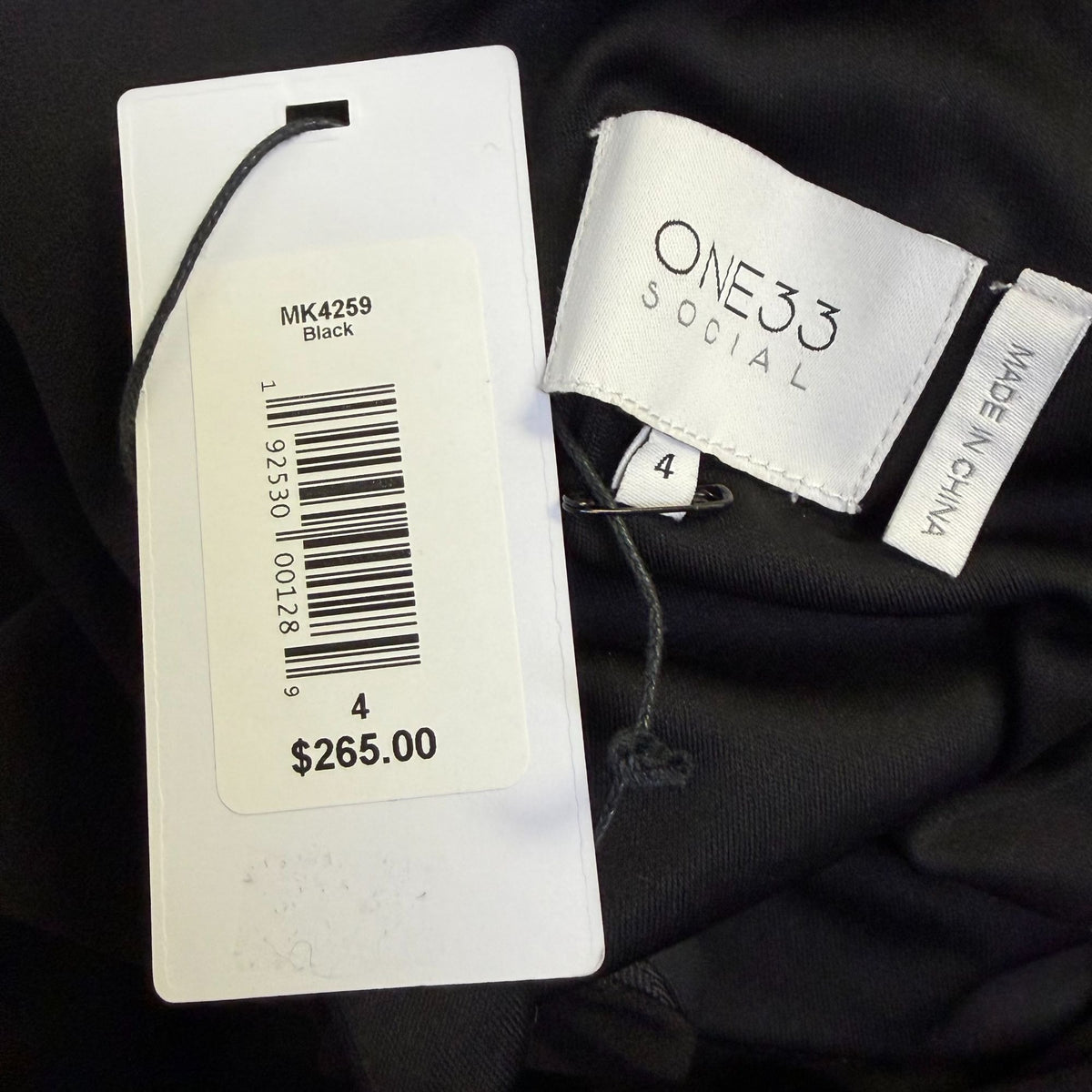 NWT One33 Social Black Long Sleeve Ruffle Wrap Dress Size 4