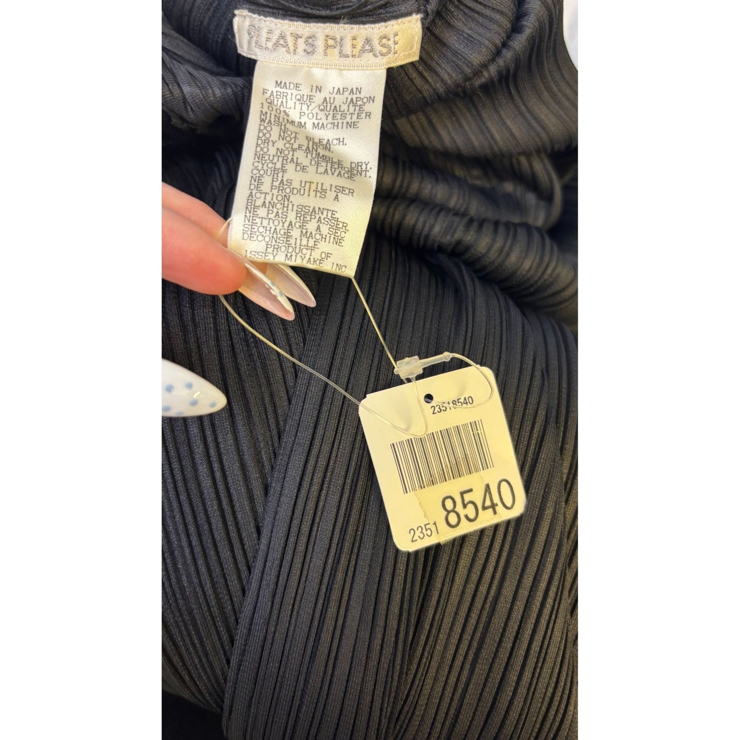 Pleats Please Black Midi Dress With High Neck & Long Sleeves M