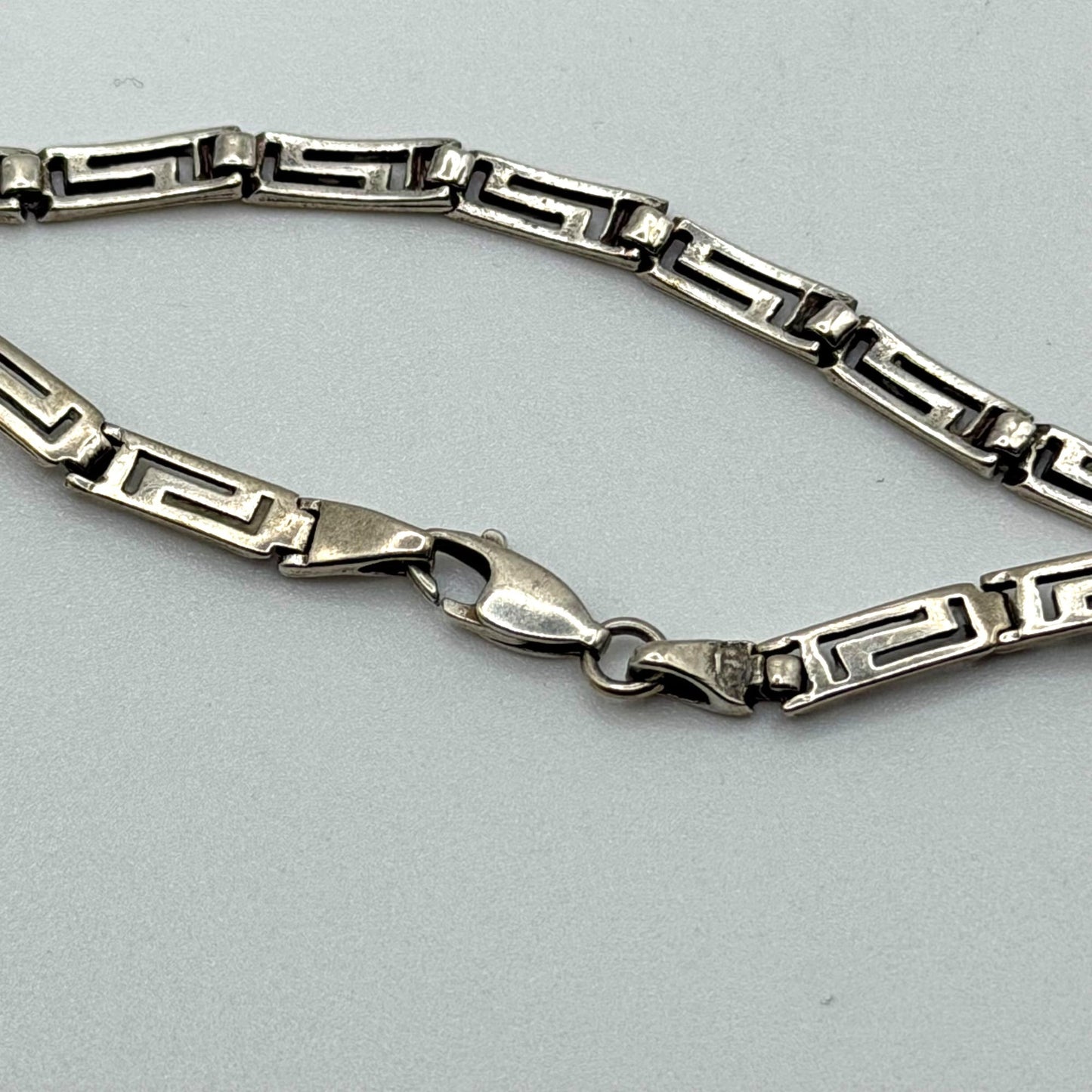 Silver Greek Key Design Bracelet Lobster Clasp