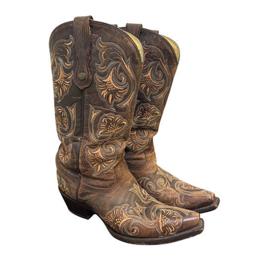 Corral Womens Brown Embroidered Western Boots Size 7.5