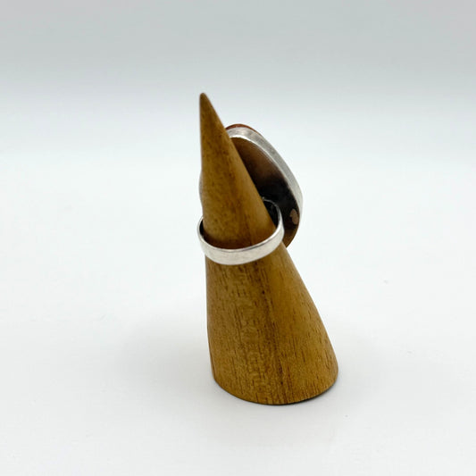 Vintage Second Half 20th Century Denmark Amber & Sterling Silver Ring 6