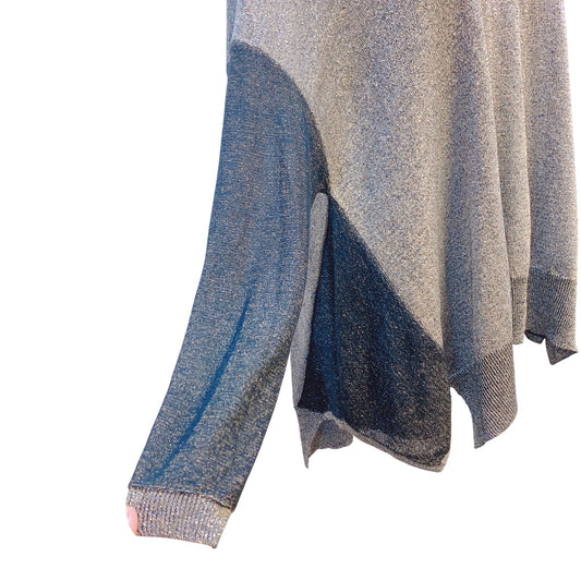 Alembika Metallic Knit Sweater Gray Black Size M