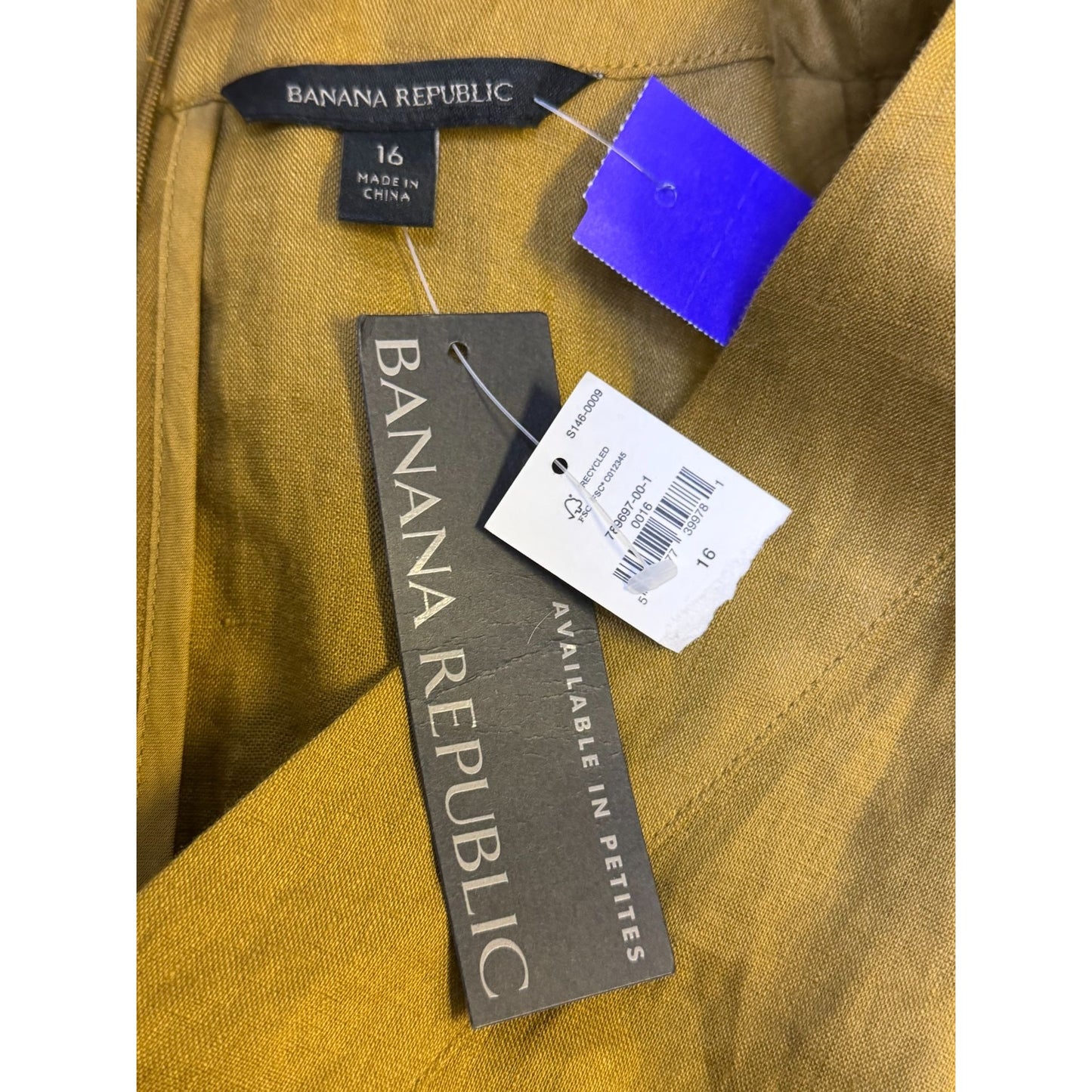 NWT Banana Republic V-Neck Olive Dress With Button Front Long Sleeve Size 16