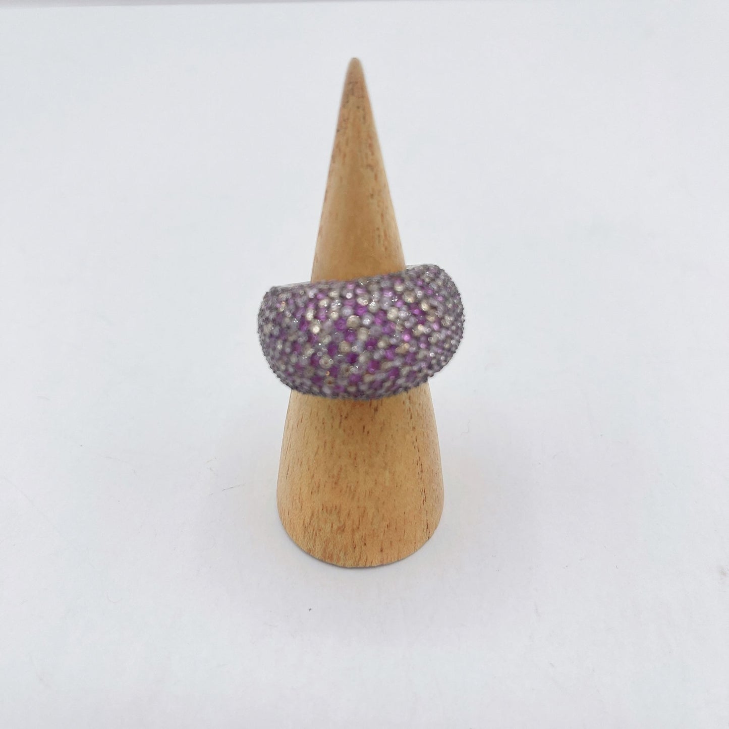 Crystals Pink Large 925 Silver Ring size 8