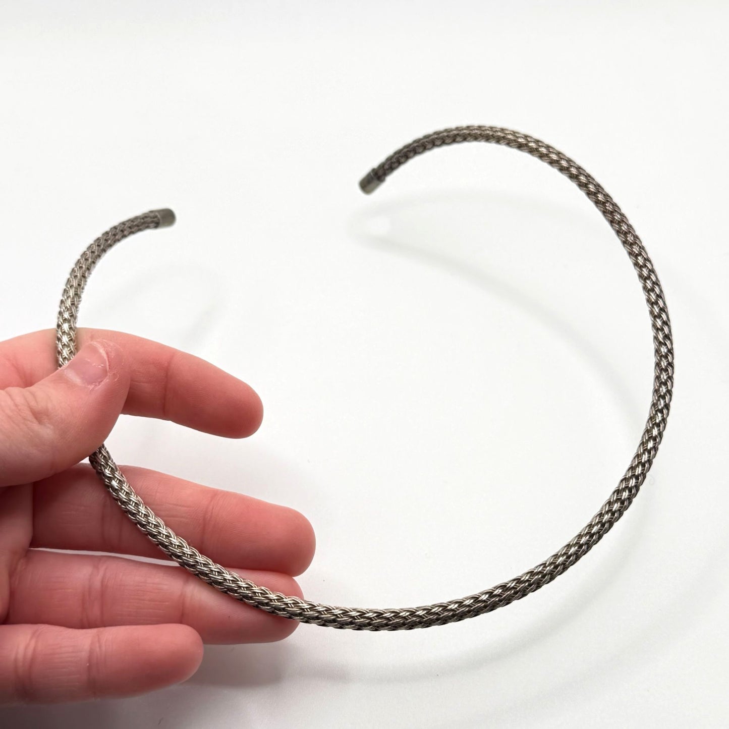 Vintage Sterling Silver Rope Chain Choker Necklace