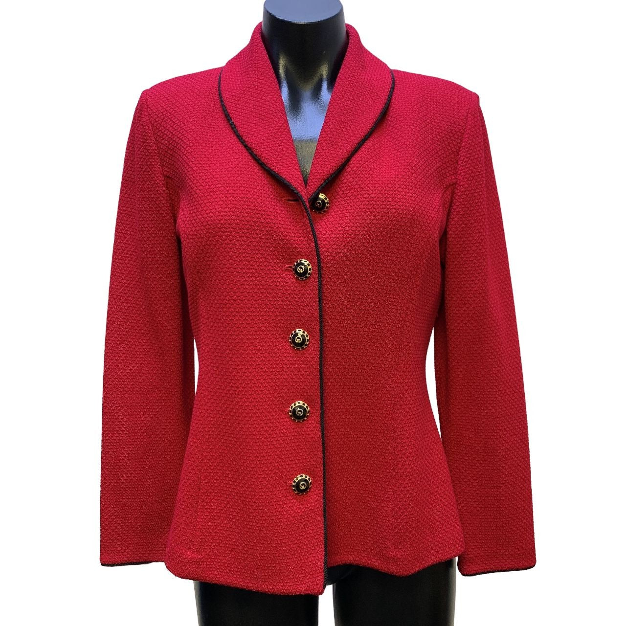 St. John Collection by Marie Gray Red Knit Blazer Jacket Size 4