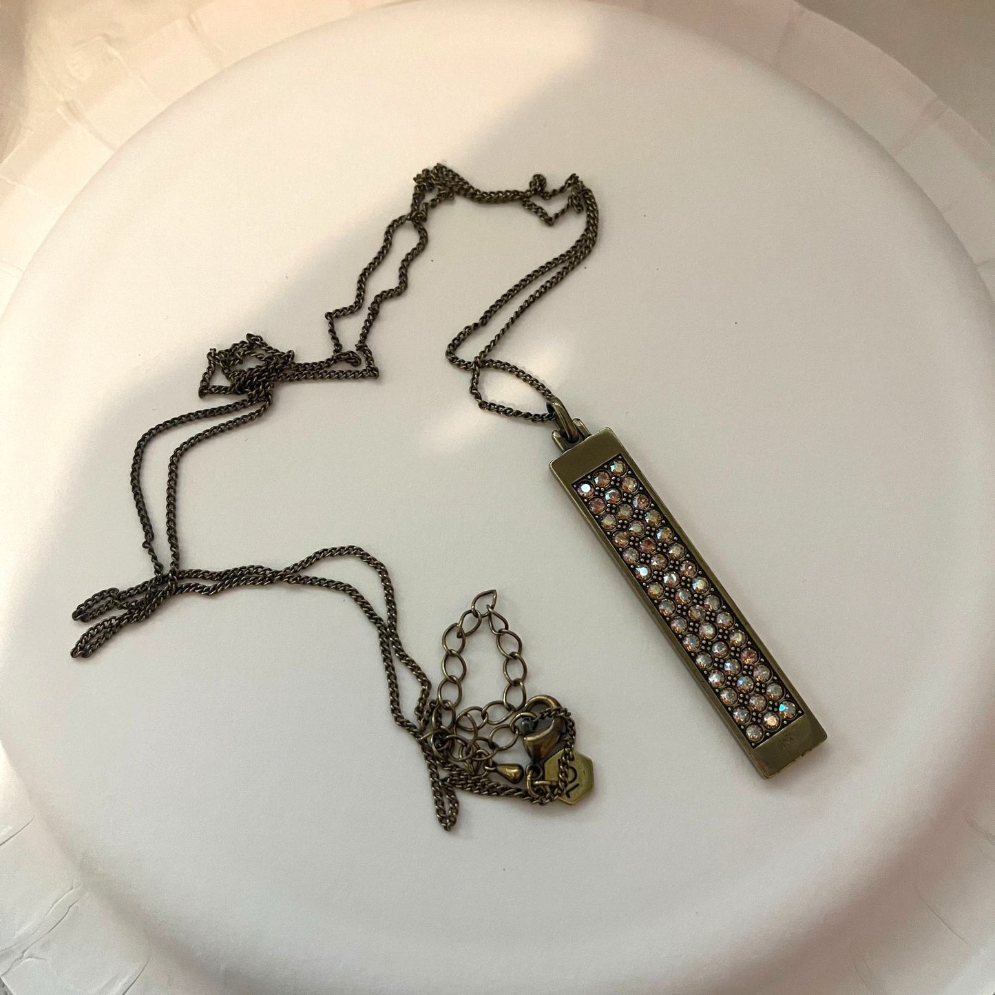 Touchstone Crystal Swarovski Rectangle Extra Long Chain Necklace
