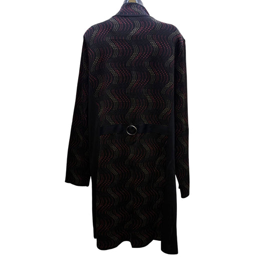 Misook Knit Print Coat Black & Red 1X