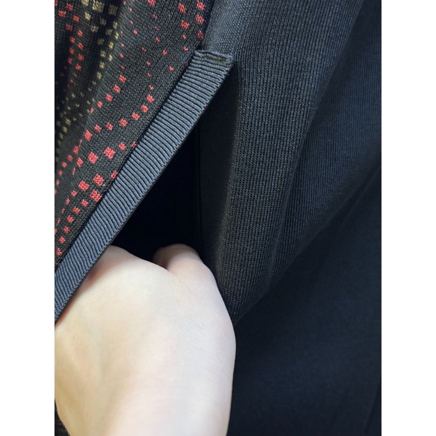 Misook Knit Print Coat Black & Red 1X