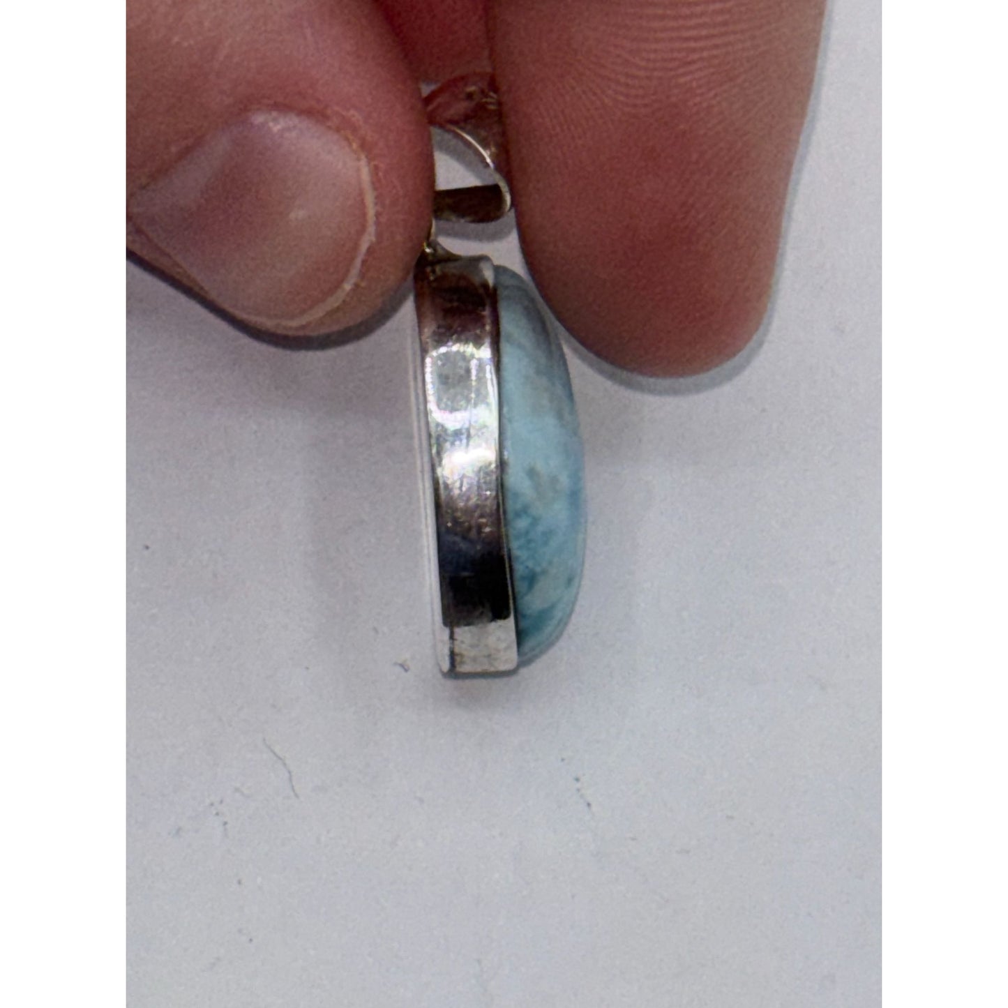 Larimar & Sterling Silver 925 Oval Pendant