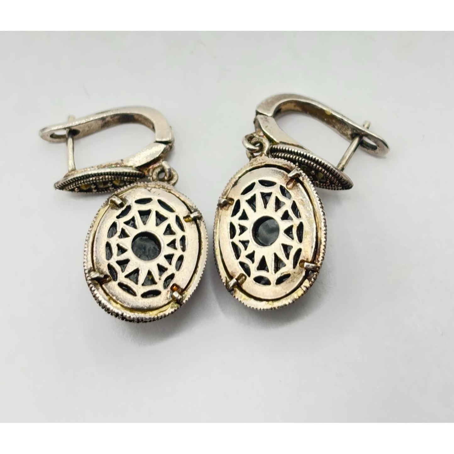 Vintage Sterling Silver & Onyx Dangle Earrings