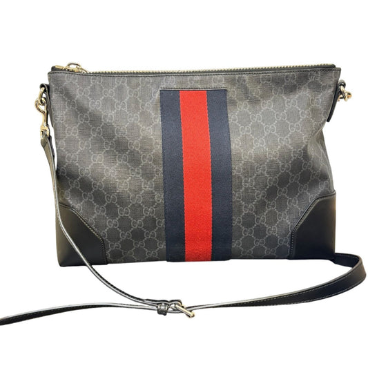 Gucci GG Supreme Messenger Bag With Red & Blue Stripe