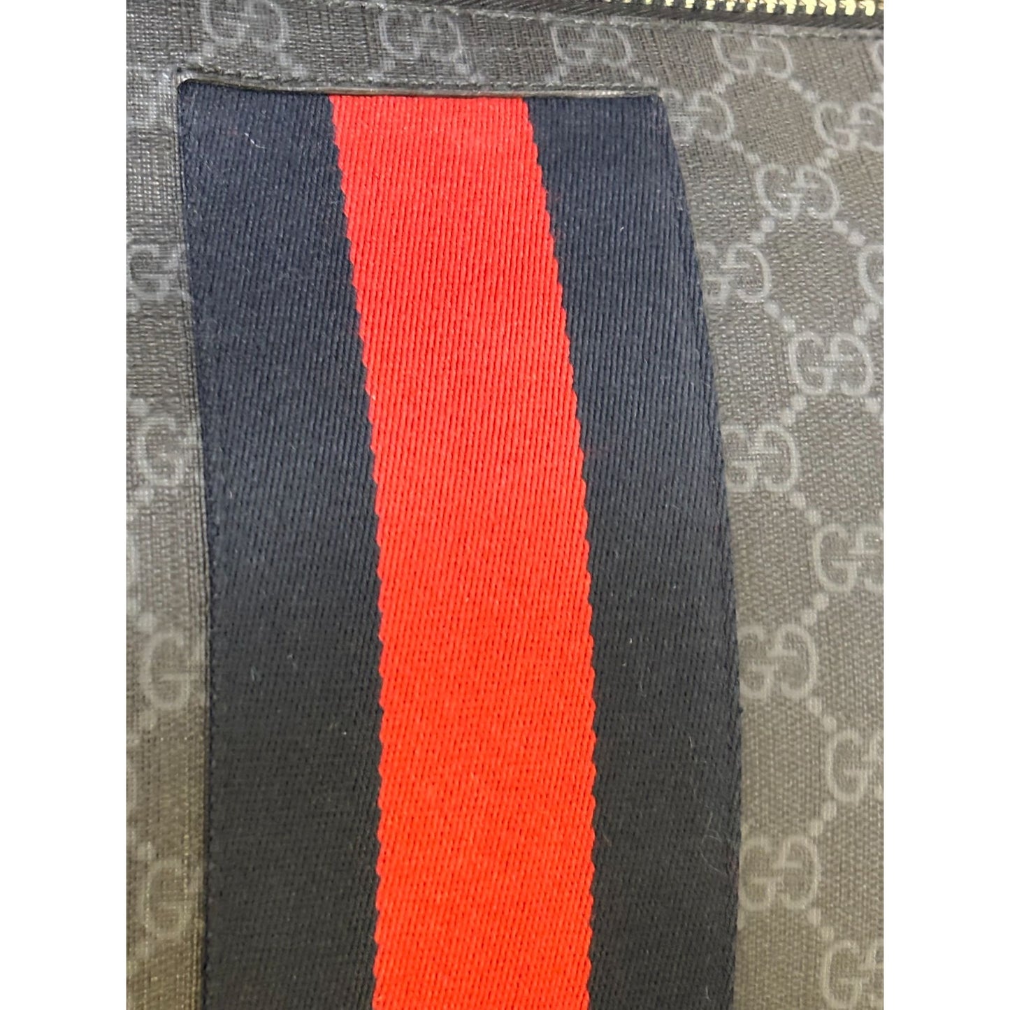 Gucci GG Supreme Messenger Bag With Red & Blue Stripe