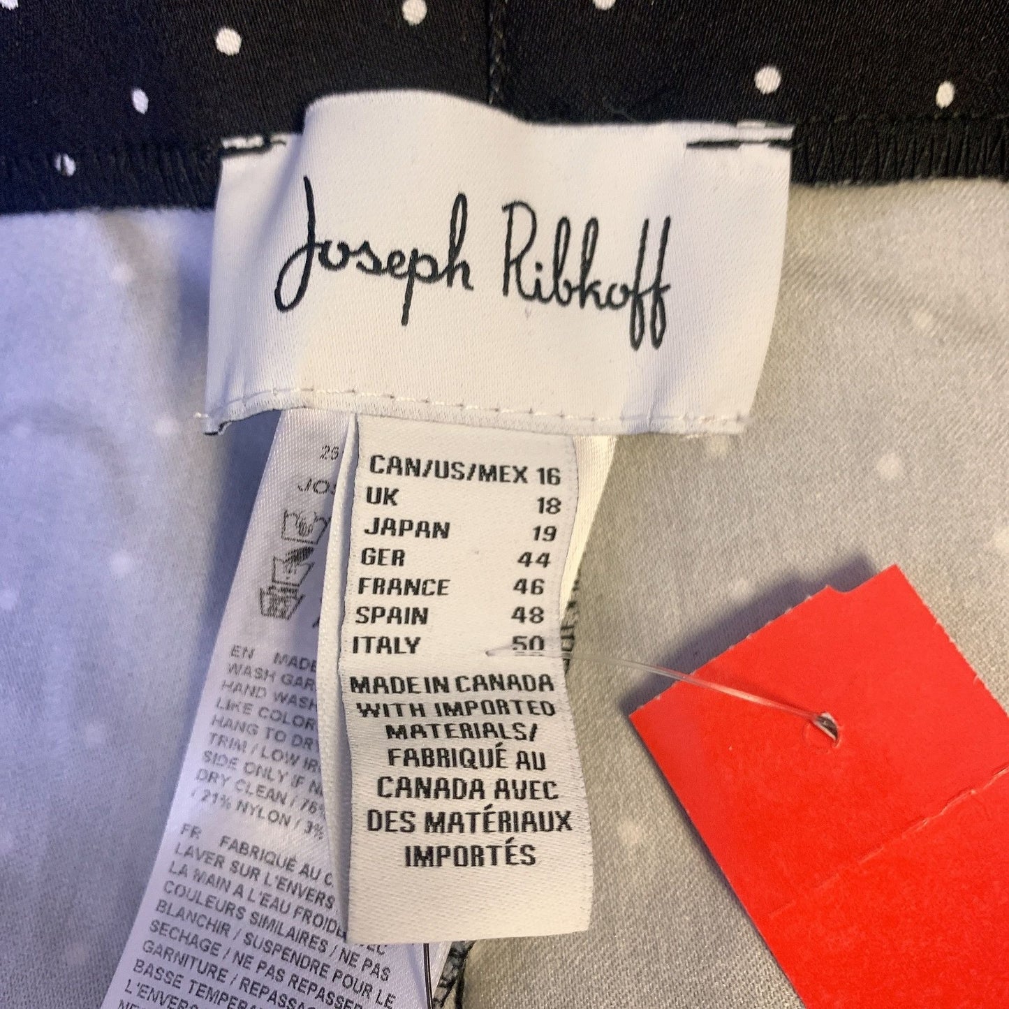 NWT Joseph Ribkoff Black & White Polka Dot Straight Pants, Size 16