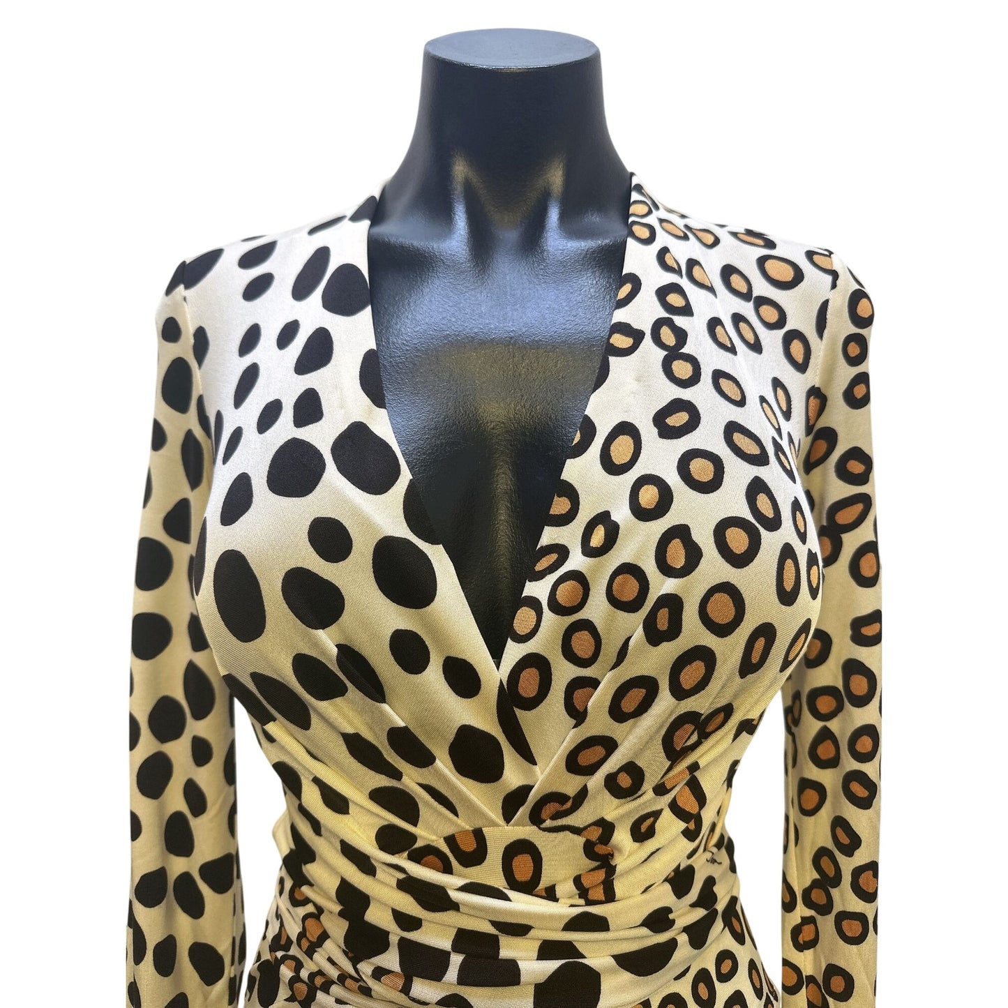Issa London Vintage Polka Dot Wrap Silk Dress w/Long Sleeves Size 6