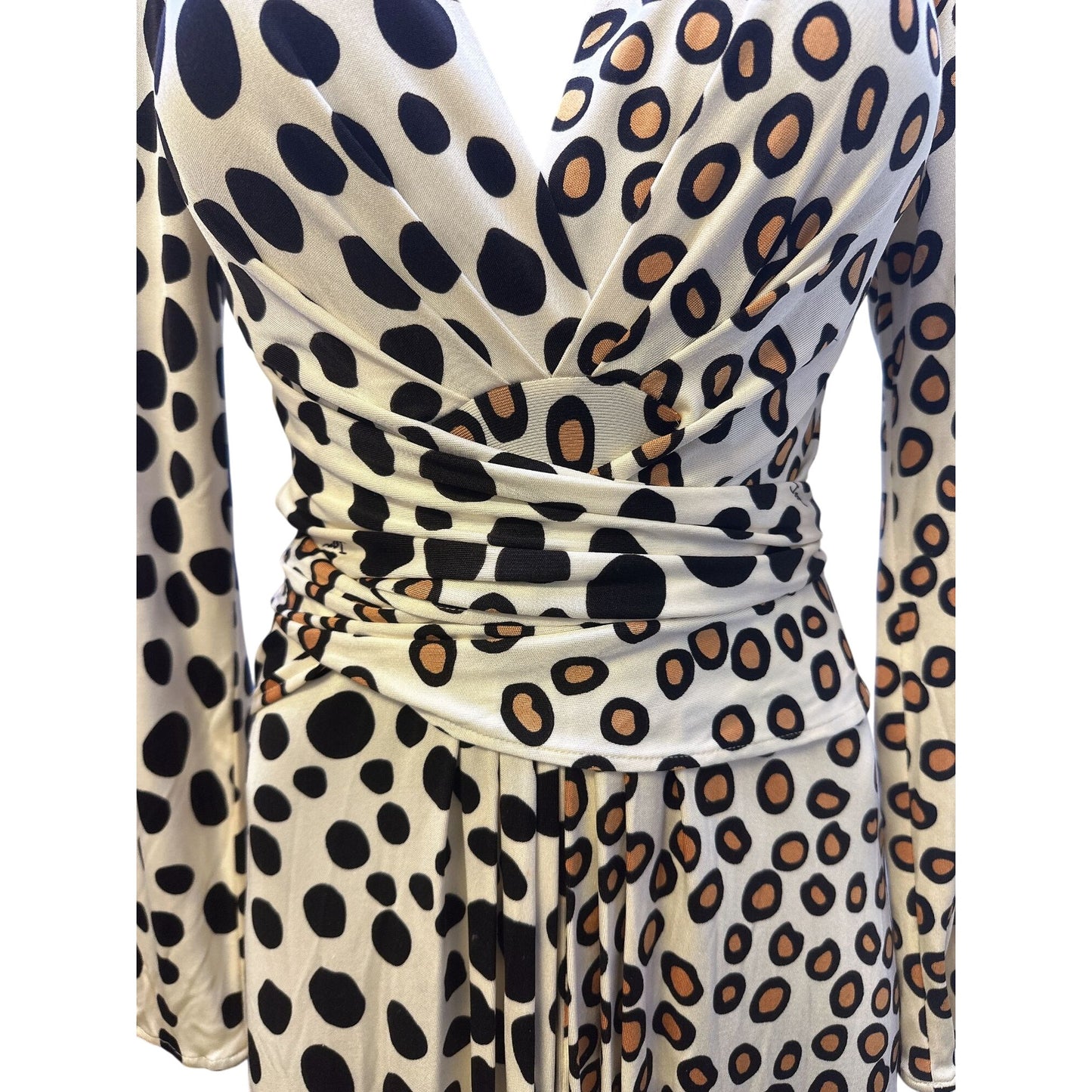 Issa London Vintage Polka Dot Wrap Silk Dress w/Long Sleeves Size 6