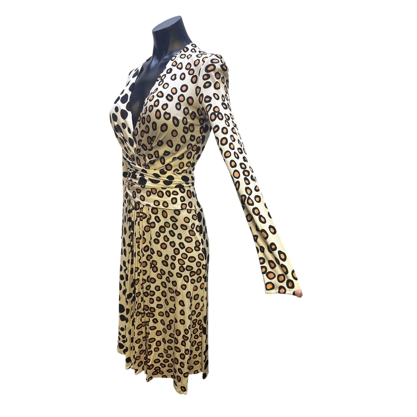 Issa London Vintage Polka Dot Wrap Silk Dress w/Long Sleeves Size 6