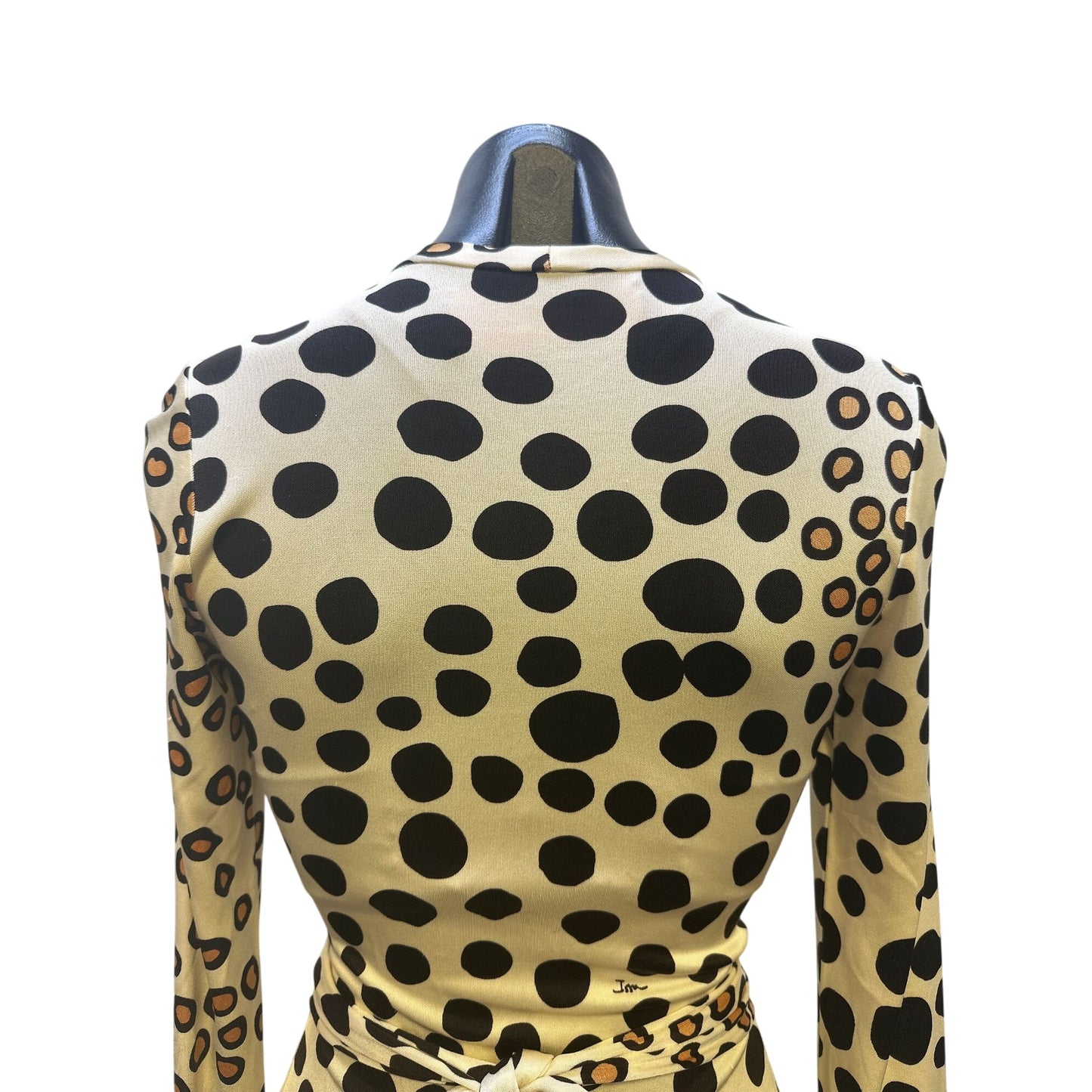 Issa London Vintage Polka Dot Wrap Silk Dress w/Long Sleeves Size 6