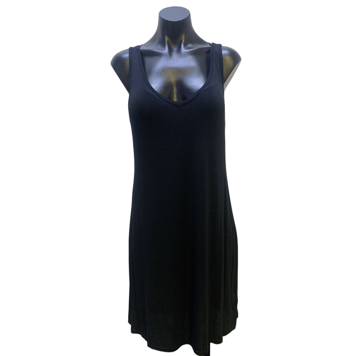 Soft Surroundings Navy & Multicolored Print Shift Dress w/Slip, Size Medium