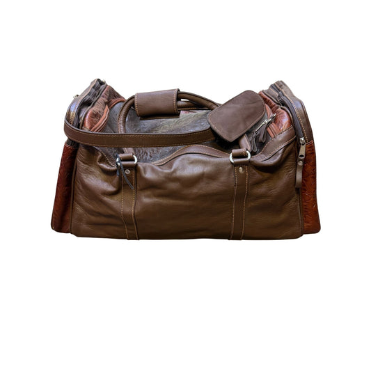 American West Overnight Tote Brown Retro Romance Rodeo Bag Tooled Leather