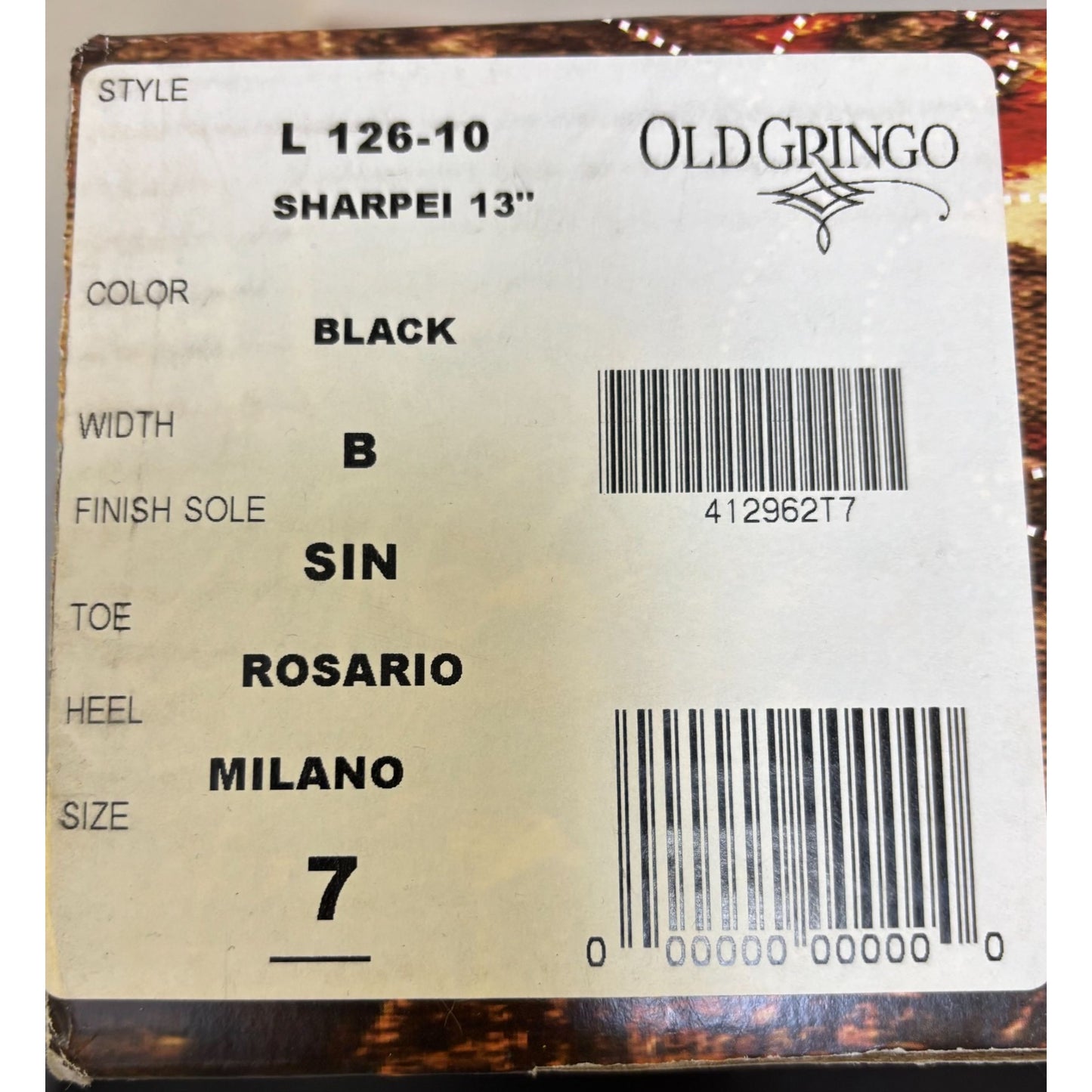 Old Gringo Black Leather Western Boots Size 7