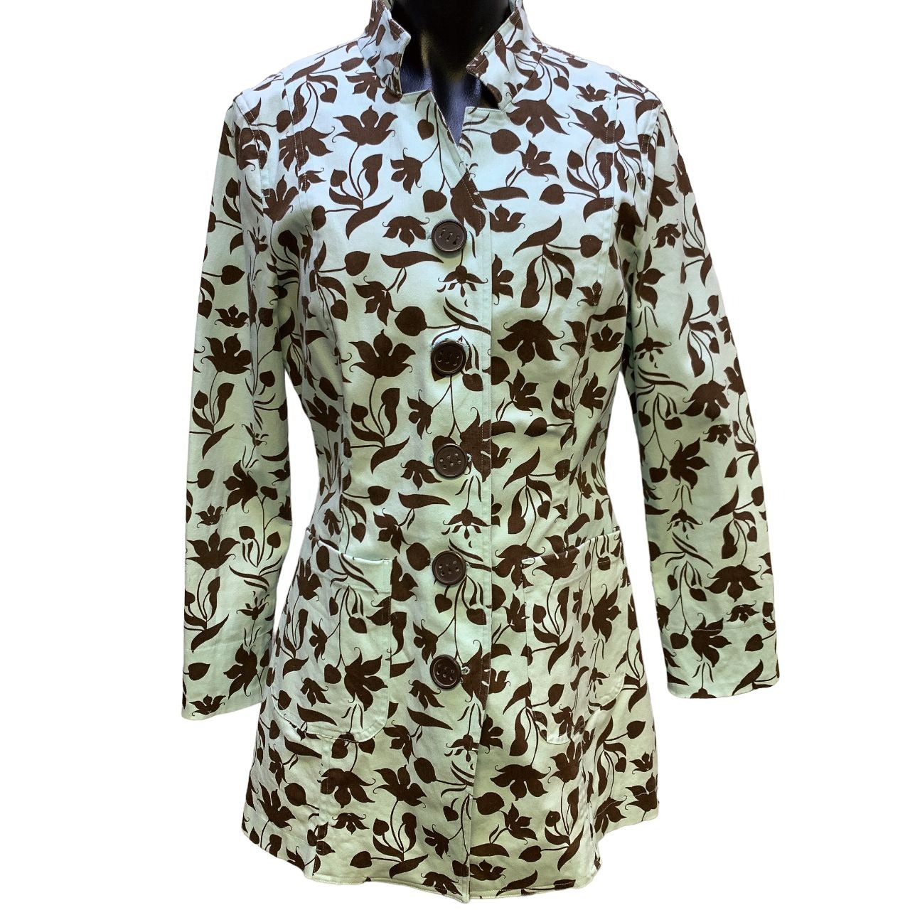 *Kial Light Blue & Brown Print Coat Size Medium