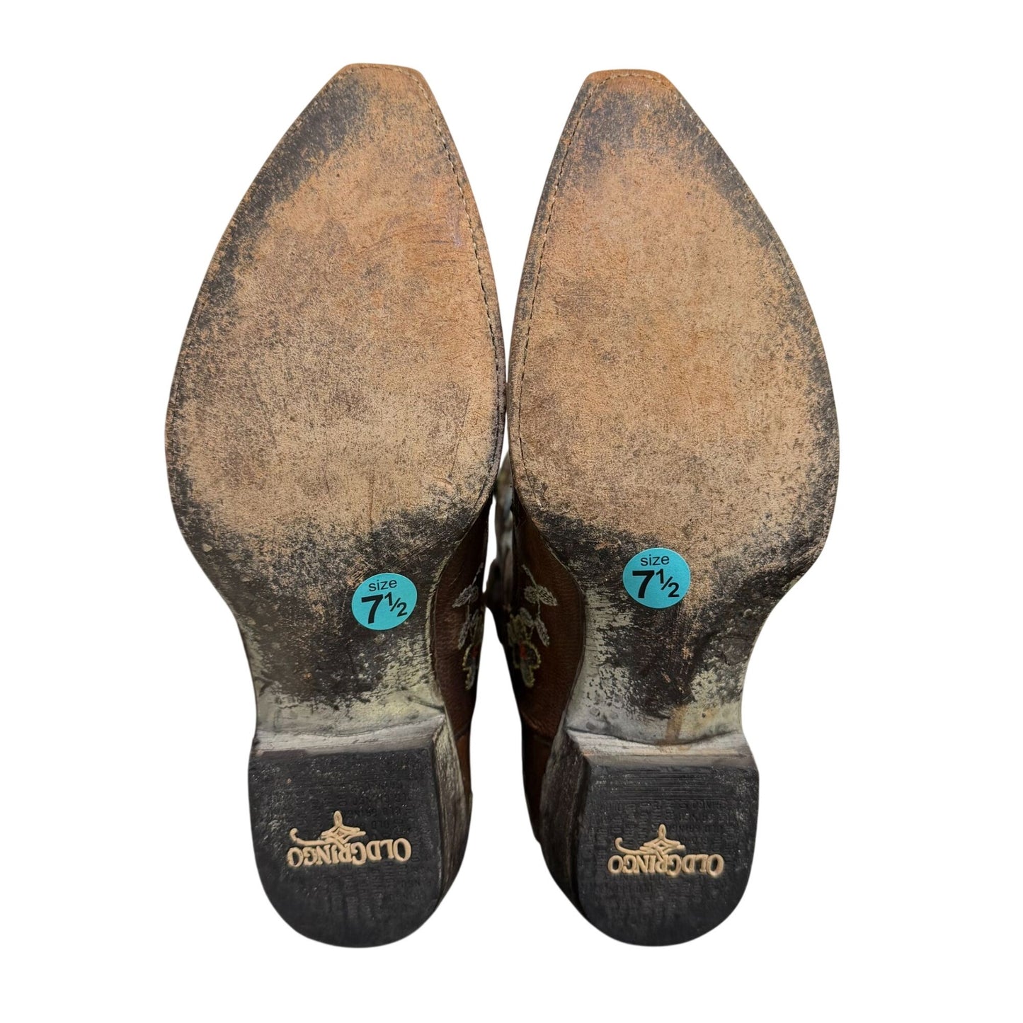 Old Gringo Brown Floral Embroidered Cowboy Boots Leather 7.5