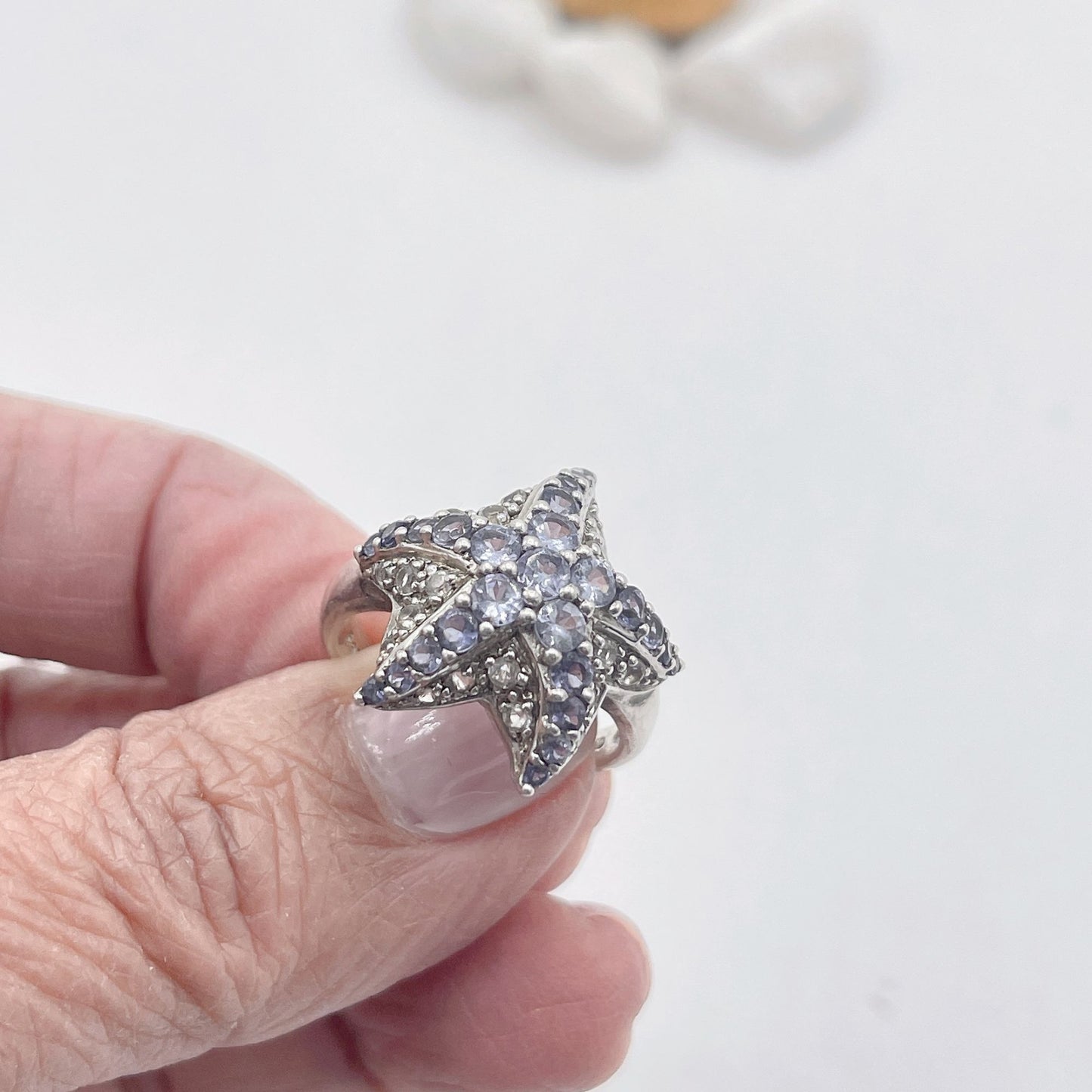 Crystal 925 Silver Star Ring size 8.5