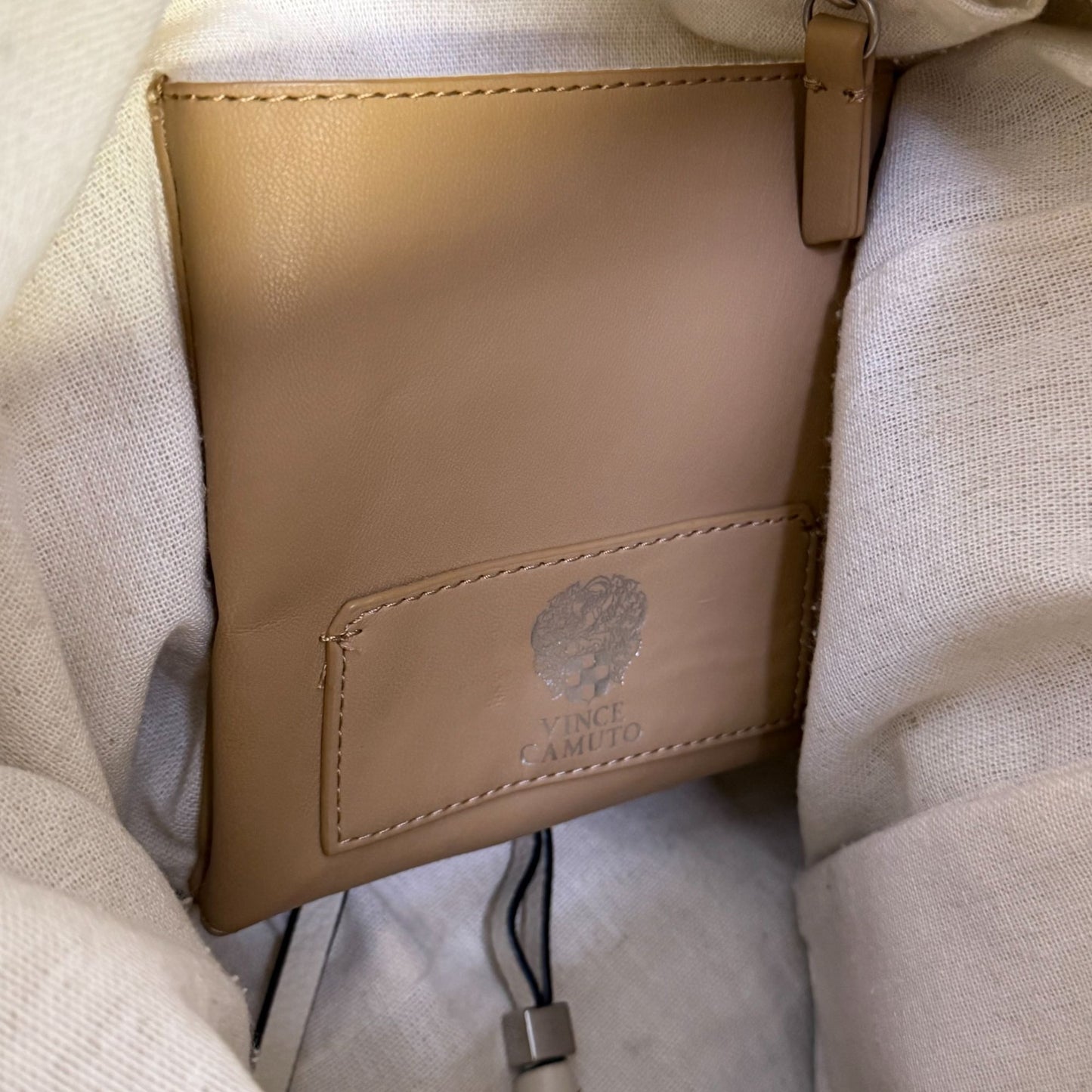 Vince Camuto Cream Leather Hobo Shoulder Bag With Snake-Print Strap