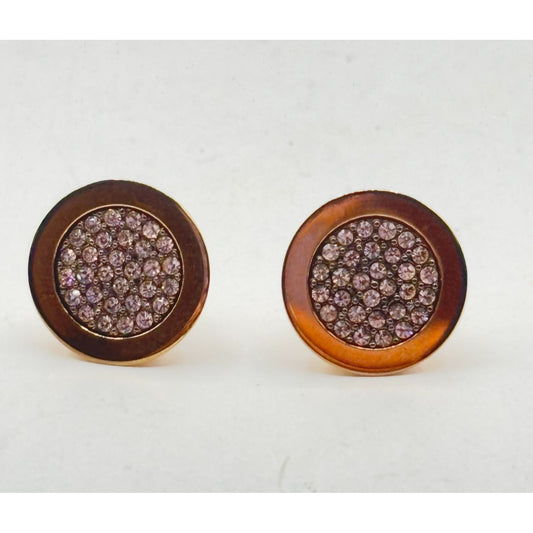 Michael Kors Gold-Tone & Crystal Pave Circle Stud Earrings