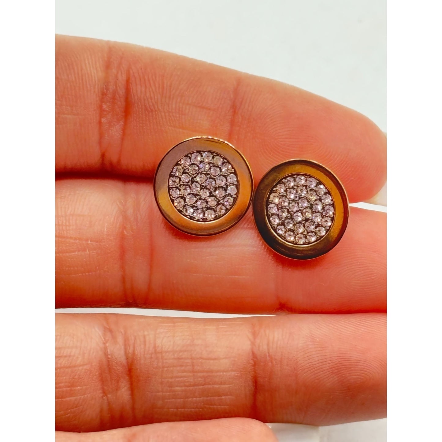 Michael Kors Gold-Tone & Crystal Pave Circle Stud Earrings