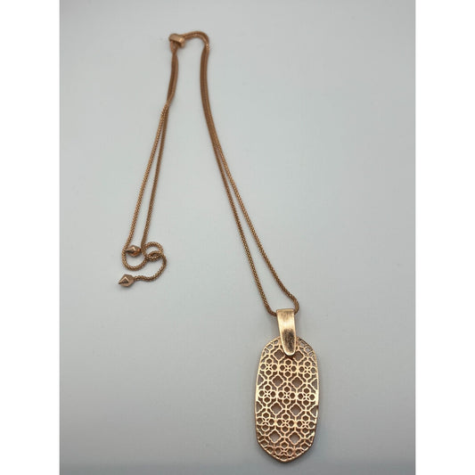 Kendra Scott Filigree Pendant Necklace - Rose Gold Tone