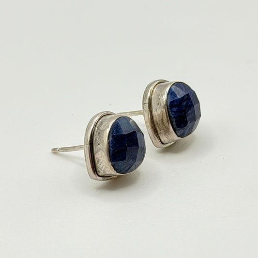 Sterling Silver & Blue Lapis Stone Earrings 925