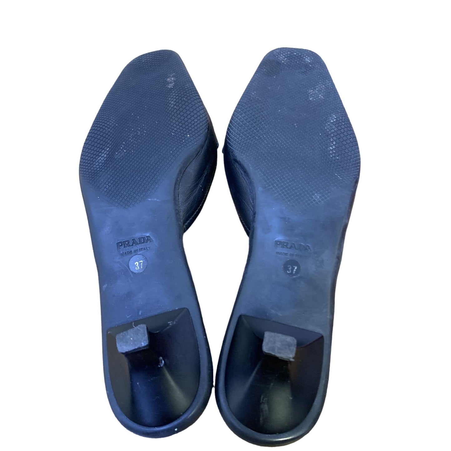 *Prada Black Leather Kitten Heels Size 37/ 6.5