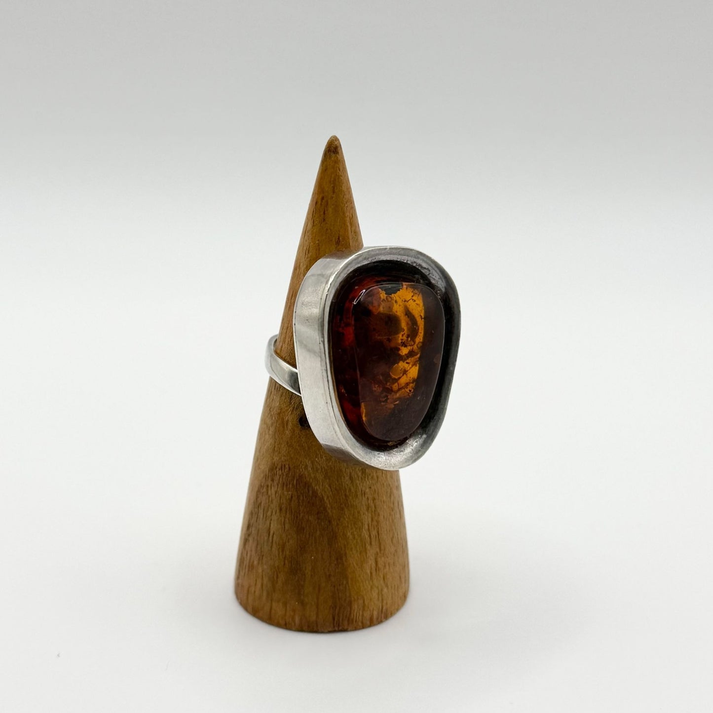 925 Sterling Silver Adjustable Baltic Amber Ring