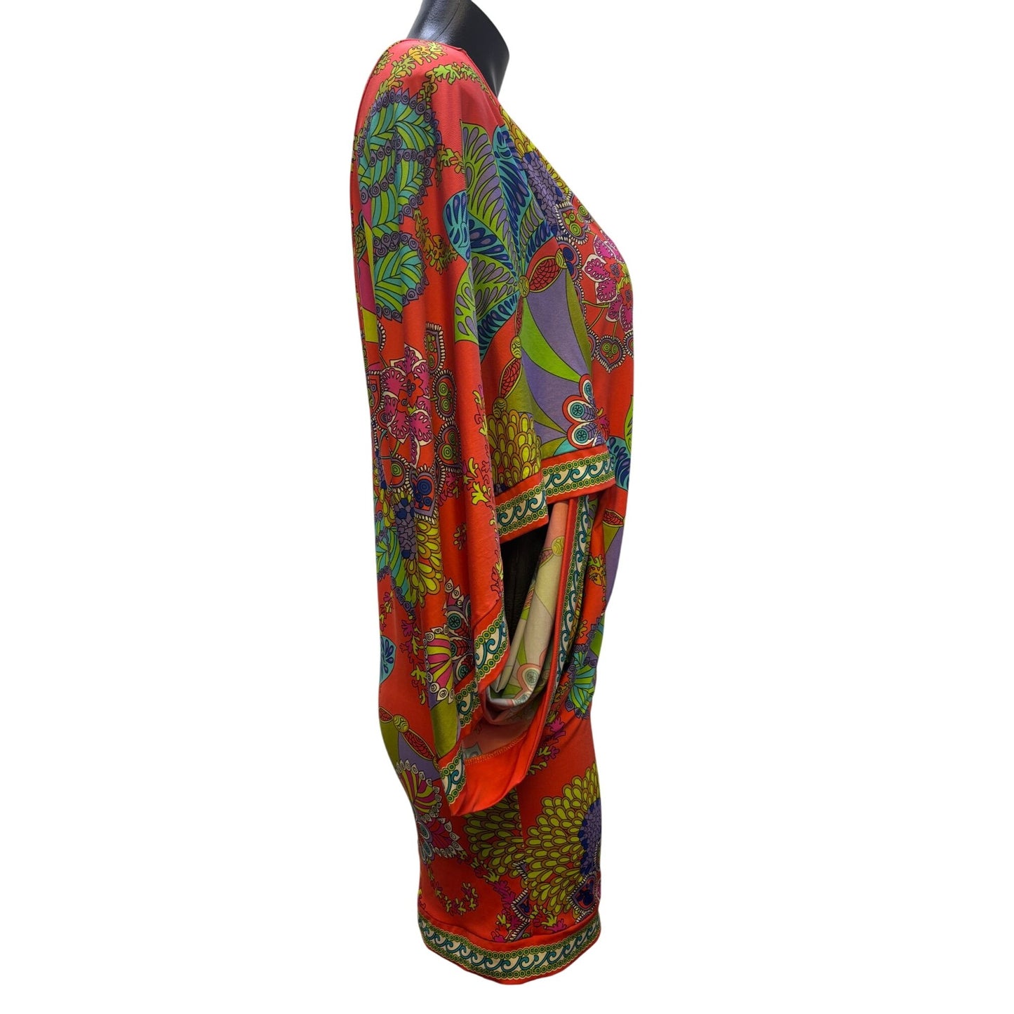 Trina Turk Floral Print Tunic Blouse Orange Multi XS