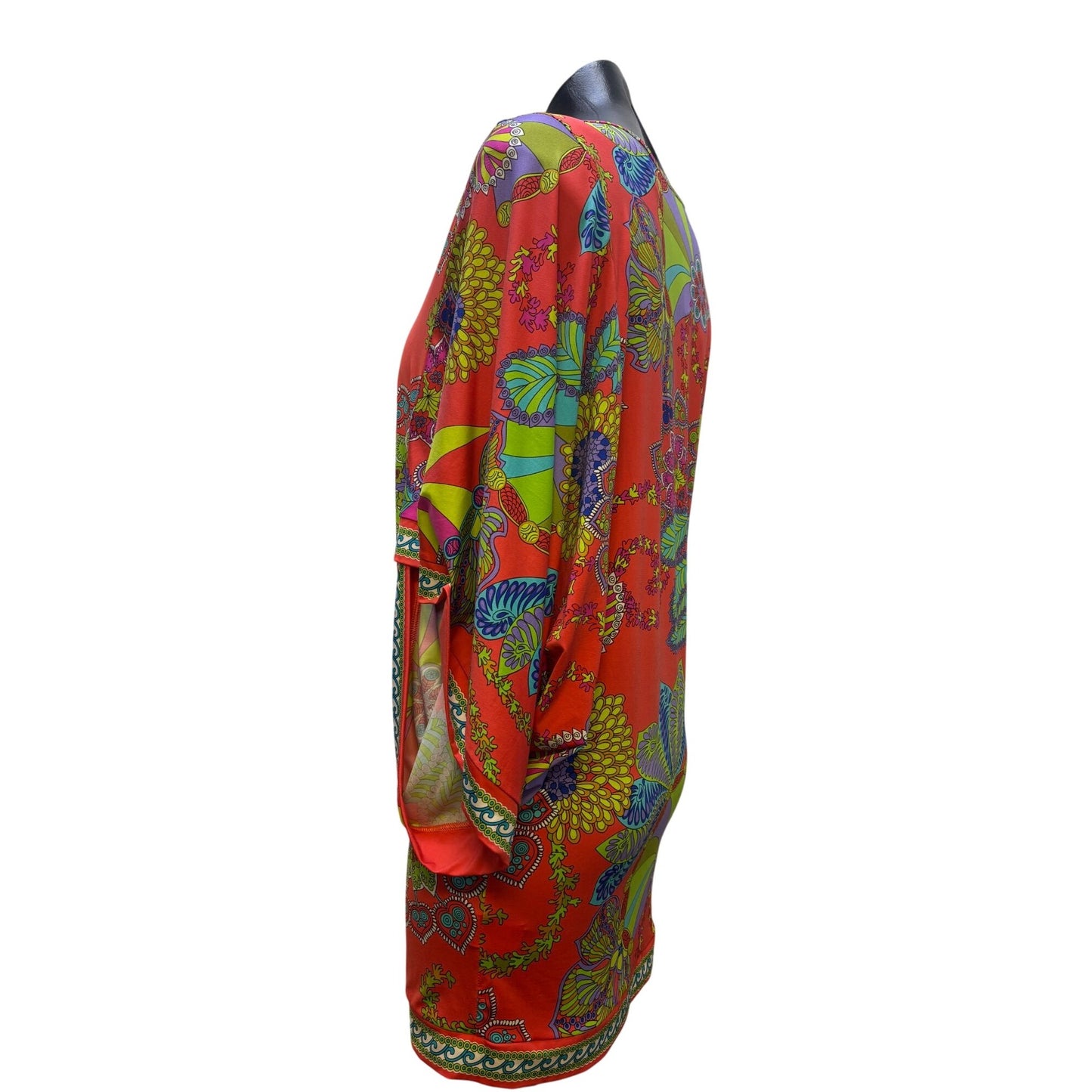Trina Turk Floral Print Tunic Blouse Orange Multi XS