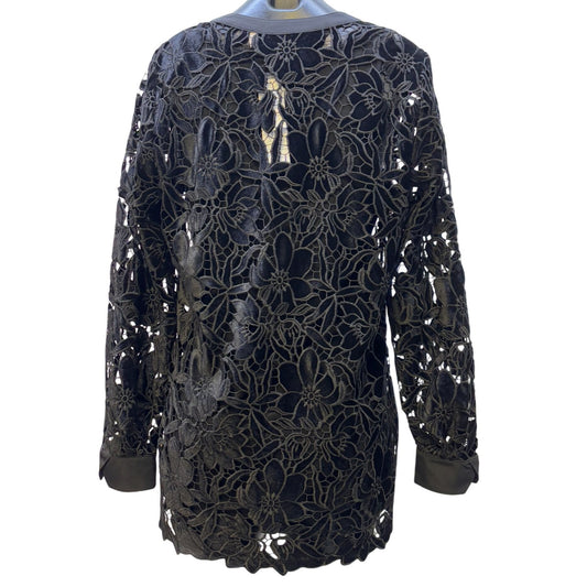 NWT Soft Surroundings Lace Blouse With Cami Black 2p M