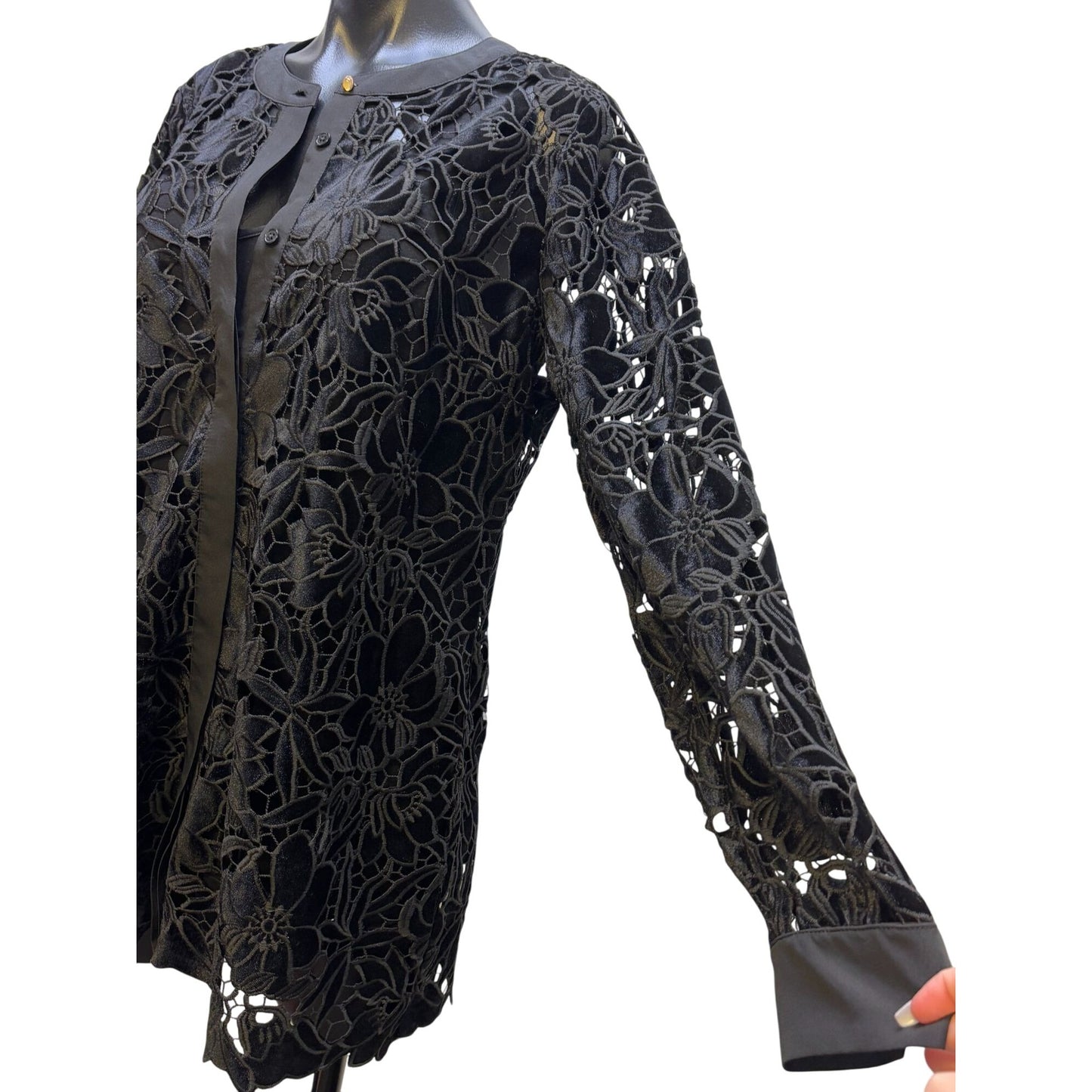 NWT Soft Surroundings Lace Blouse With Cami Black 2p M