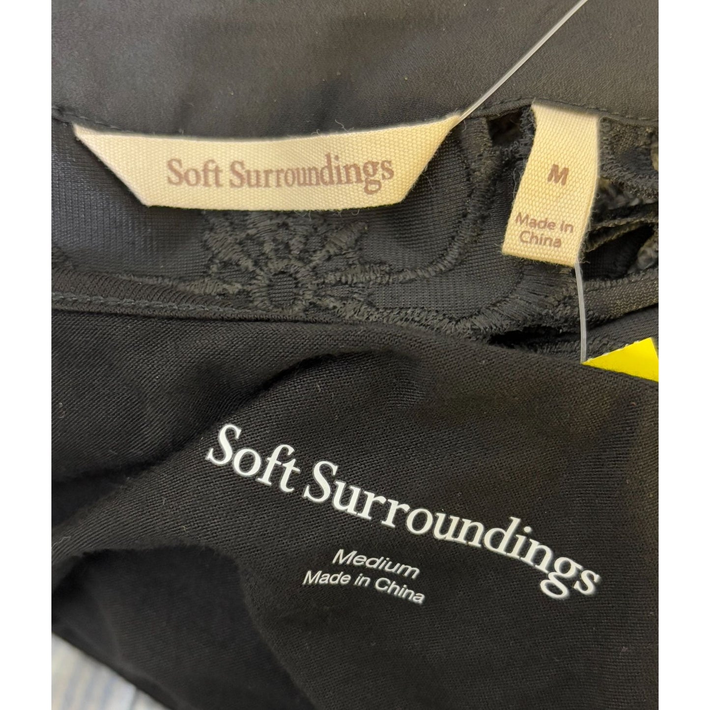 NWT Soft Surroundings Lace Blouse With Cami Black 2p M