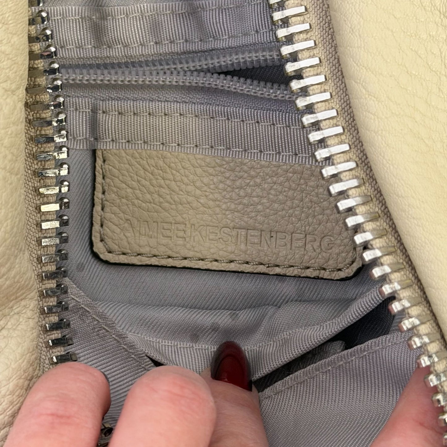 Aimee Kestenberg Bone Leather Backpack With Front Zipper & Adjustable Straps