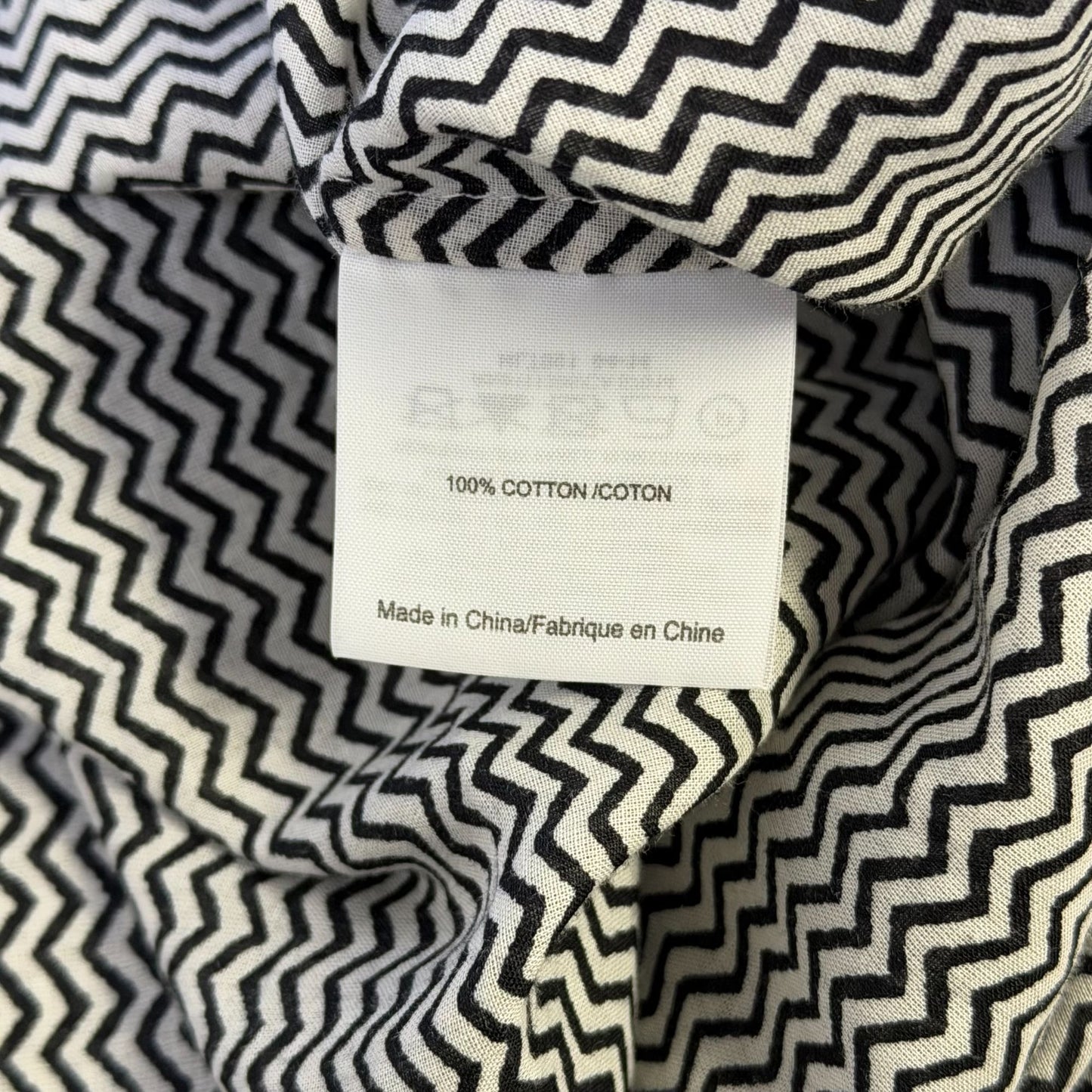 Tory Burch Black & White Chevron Tunic Blouse Size 8