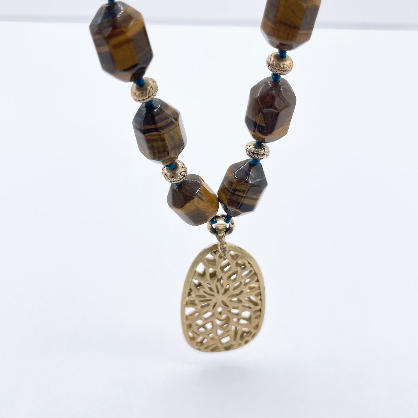Vintage Sigrid Olsen Brown Tiger Eye Chunky Beads Pendant