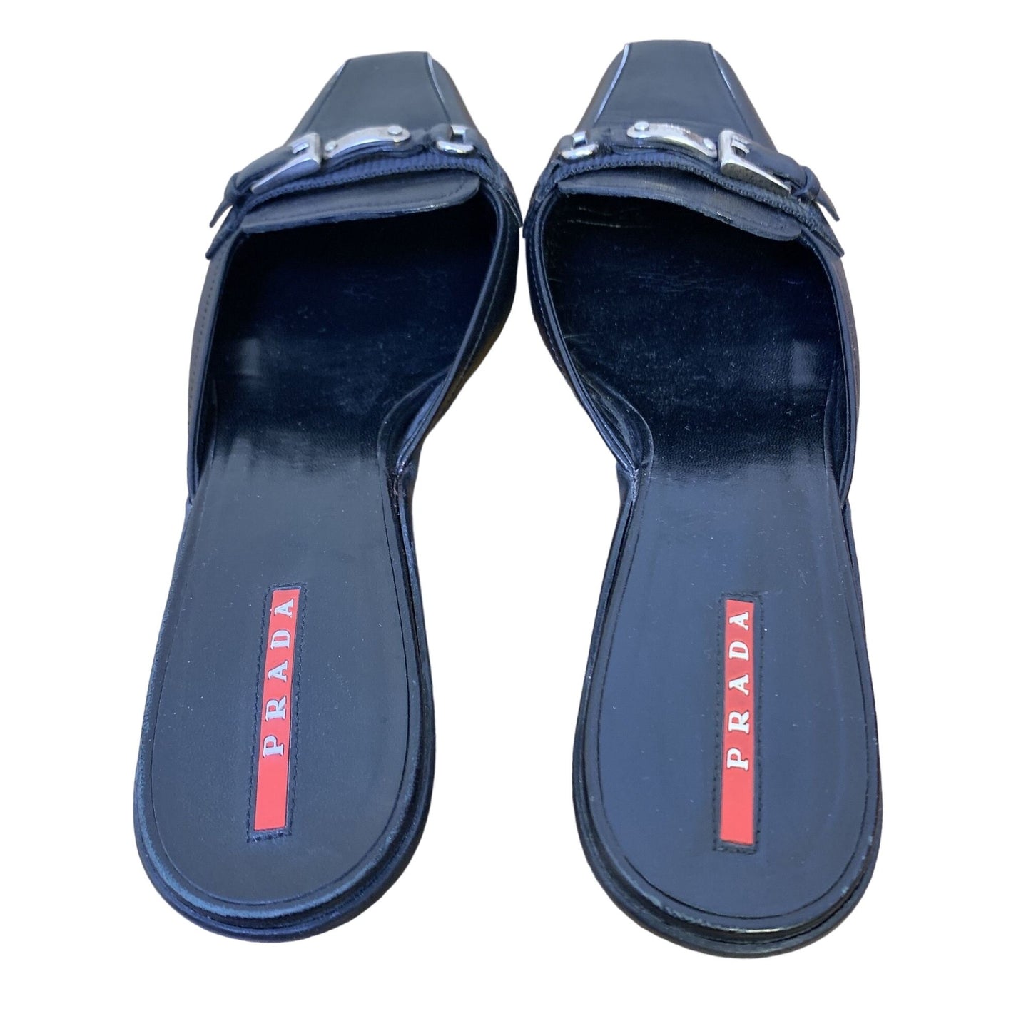 *Prada Black Leather Kitten Heels Size 37/ 6.5