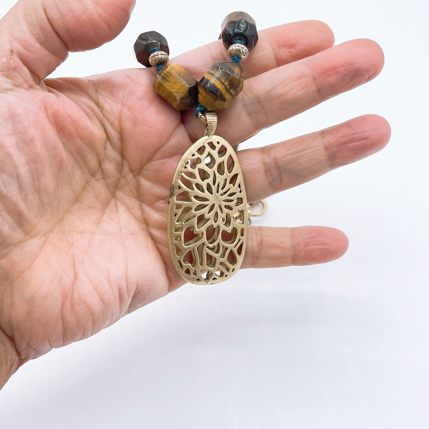 Vintage Sigrid Olsen Brown Tiger Eye Chunky Beads Pendant